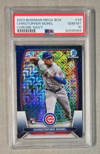 Bowman 2023 Mega Box Christopher Morel #34 Chrome Navy Mojo /175 PSA 10 Cubs