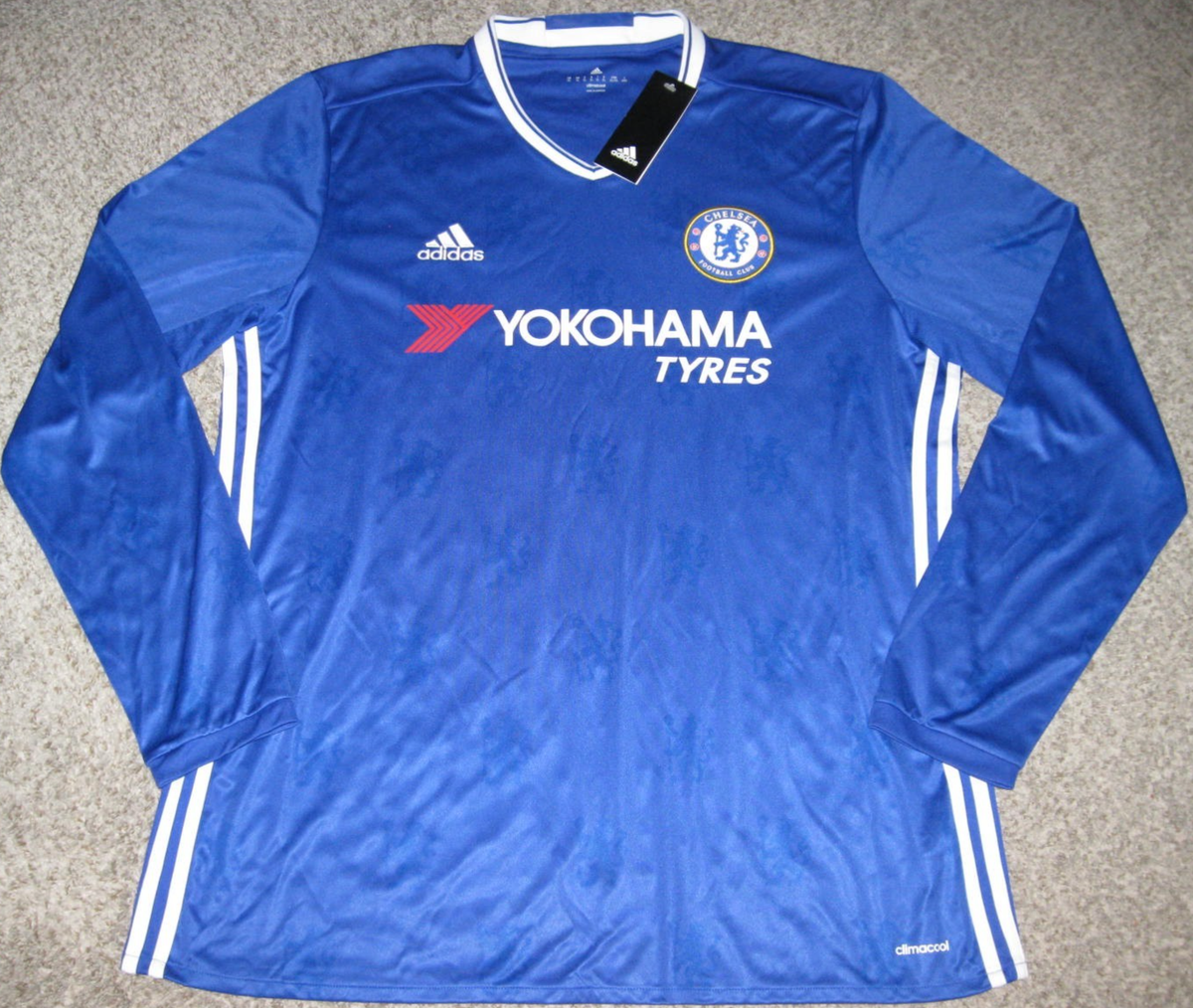 Chelsea FC Men's XL Long-Sleeve Blue 2016 Adidas Replica Soccer