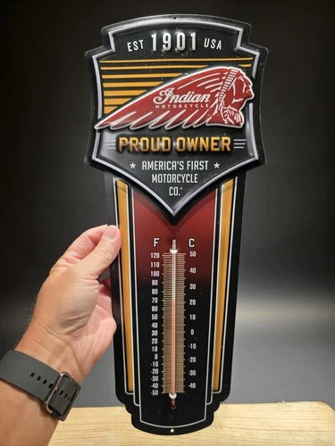 17.4 " Metal Vintage Style Indian Motorcycle Thermometer Sign
