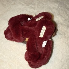 Madewell Women's Burgundy Faux Fur Slide Slippers Size 8 Fur Trim