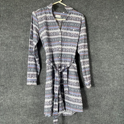Bridge Burn Dress Womens Small Blue Button Up Collared Aztec Southwestern Belted