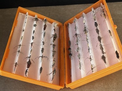 Vintage Scientific Anglers Fly Box with Assorted Hand-Tied Trout Flies