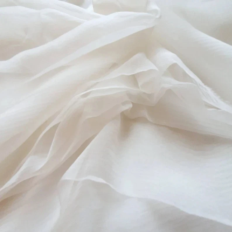  OEKO-TEX® 100% mulberry silk lightweight chiffon 54" natural fabric - 2 yards - Image 3 of 4