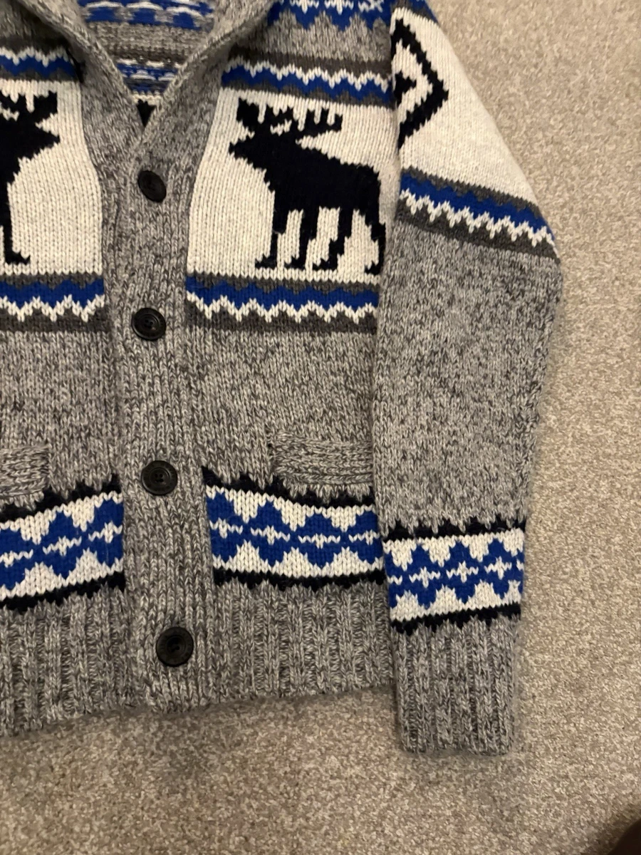 Cárdigan Abercrombie & Fitch Alce Chal Suéter Mezcla Lana Talla XL Gris Azul