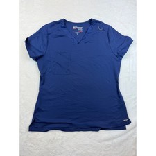 Greys Anatomy by Barco Spandex Stretch Navy Blue V-Neck Scrub Top Womens Medium