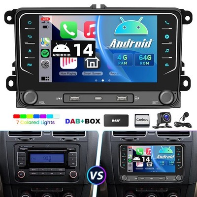 DAB+ Carplay Android 13 Autoradio GPS Navi Für VW GOLF 5 6 T5 Transporter KAM