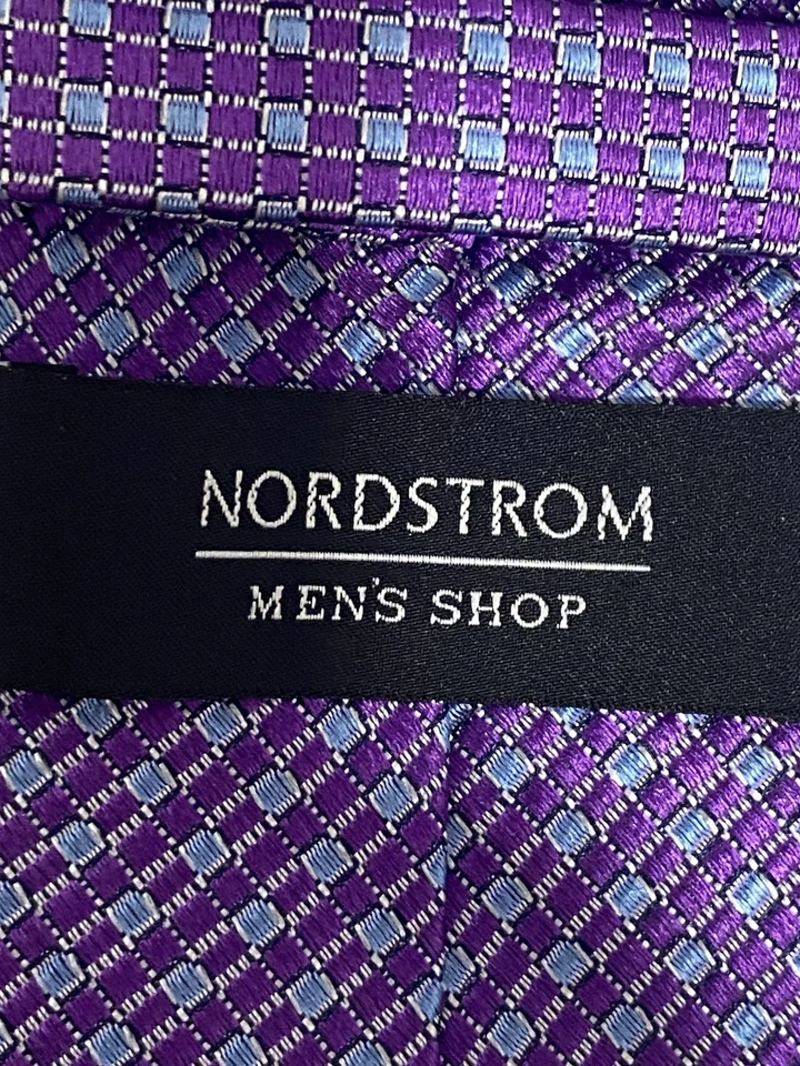 Nordstrom’s Men's Shop 100% Silk Neck Tie Purple Geometric 58.1/4" x 3.1/4"' - Image 4 of 4