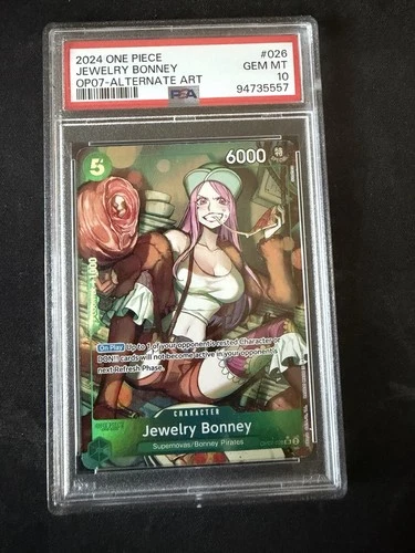 One Piece CCG Bonney Jewelry 500 Years In The Future OP07-026 Alt Art PSA 10