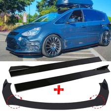 Front Bumper Lip Splitter Spoiler + 78.7" Side Skirt Rocker For Ford S-Max C-Max