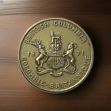 🇨🇦 British Columbia CANADA Coat of Arms Medal with Provincial Flower Dogwood.