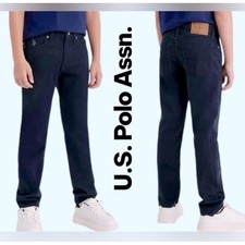 U.S. Polo Assn. Boys Black Size 8 Straight Fit Stretch Twill Pants Casual