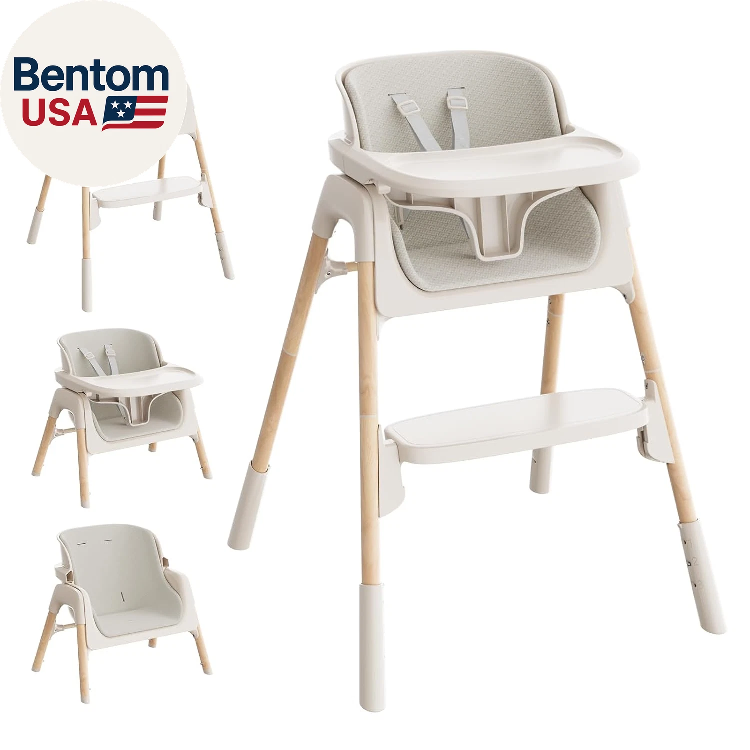 High Chair for Babies and Toddlers - Adjustable 4-In-1 Baby High Chairs with Dis