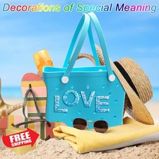 HLUWA Blue Sequin Alphabet Letter Charms for Bogg Bag Handbag Tote