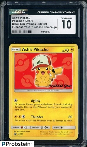 2017 Pokemon Black Star Promos SM109 Ash's Pikachu I Choose You! CGC 10 GEM MINT