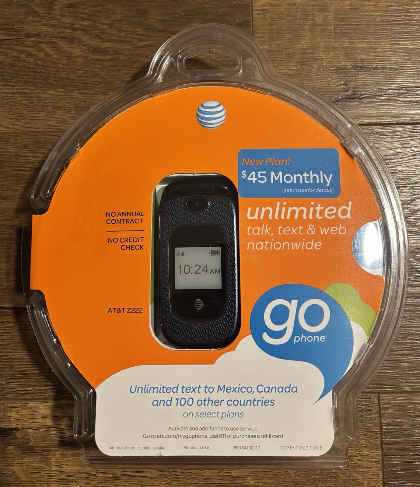 AT&T Z222 GoPhone - Dark Blue Cellular Flip Pre-paid Cell Ph