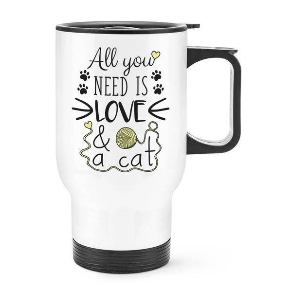 All You Need Is Love Und Einen Katze Reise Becher Tasse Mit Griff - Lustig Crazy-image