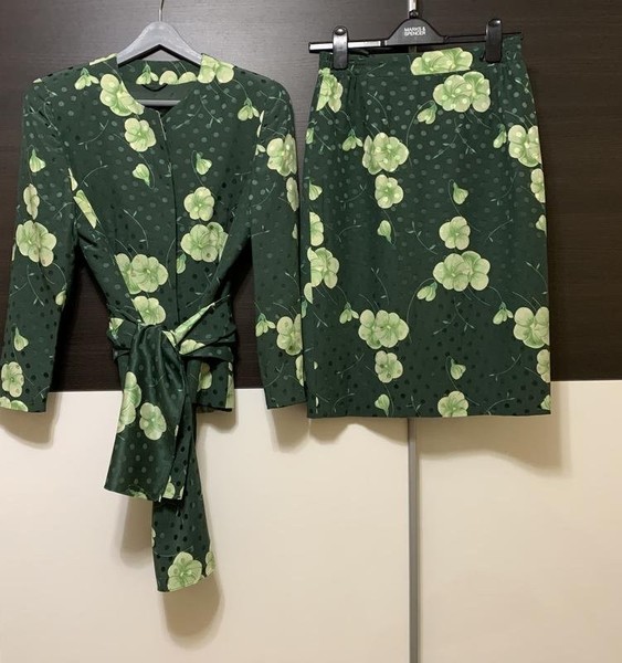 Women Peter Hahn Suit Green Viscose 38 / M / 46