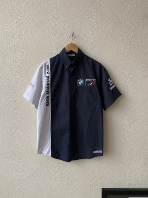Vintage BMW Motorrad Italia Superbike Pirelli Bomboogie Racing Button Up Shirt