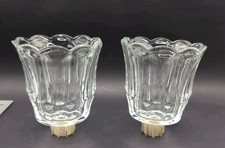 2 Homco Clear Fluted Tulip peg Votive Candle Holders Made in USA