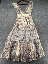 Hemant & Nandita Sakura Crinkle Chiffon Midi Dress M