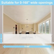 WOMHOM 168 INCH EXTRA LONG BABY GATES FOR LARGE OPENINGS RETRACTABLE - WHITE