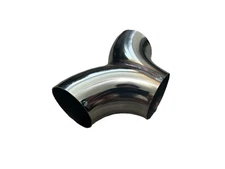 2.25" Exhaust Y-Pipe Adapter, Welded Stainless Steel 2.25 Inch Dual to Single