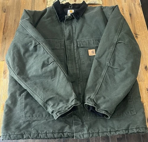 Vintage Carhartt C26 MOS Sandstone Arctic Traditional Coat Moss Green  2XL Tall - product listing photo
