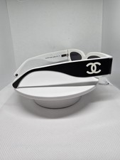 CHANEL Sunglasses Black White Frame