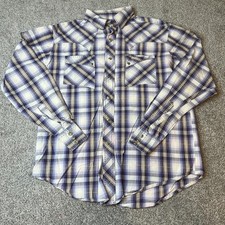 Wrangler Shirt Mens Medium Plaid Pearl Snap Western Cowboy Rodeo Vintage Style