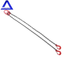 Lifting Chain Sling 5/16" × 10' Double Leg w/ Grab Hook 7000lbs Capacity G80