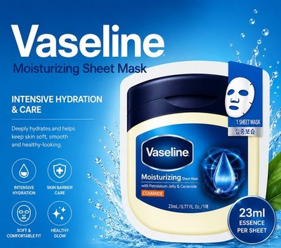 Vaseline Moisturizing Sheet Mask Ceramide Deep Hydration 10 Pack Korean Face Mas