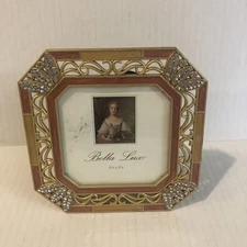 Bella Lux Photo Frame 3.5” X 3.5” Rihinestones Cast Metal Heavy