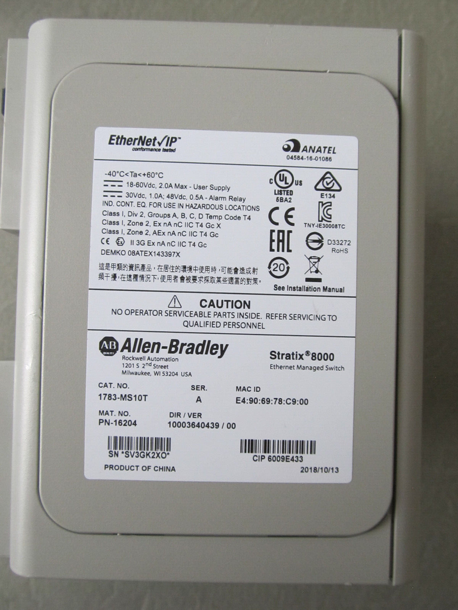 Allen Bradley 1783-MS10T Managed Ethernet Switch Stratix 8000
