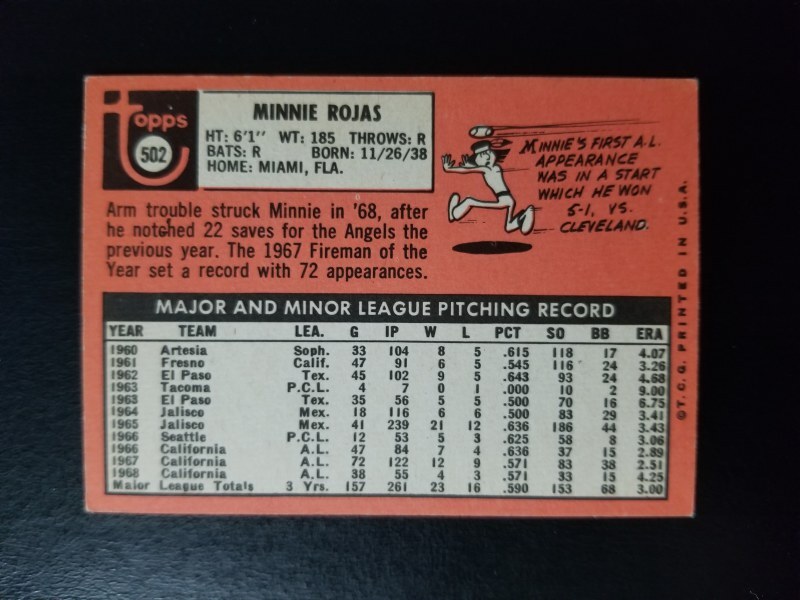 MINNIE ROJAS 1969 TOPPS BASEBALL CARD #502 CALIFORNIA ANGELS | eBay