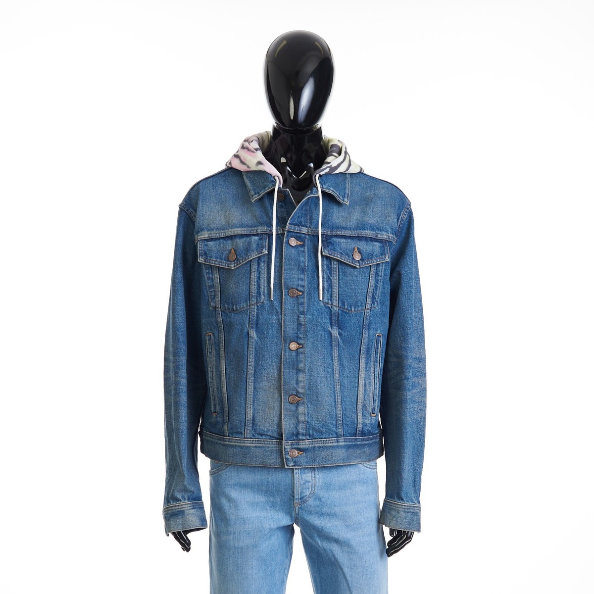 CELINE 1750$ Oversized Hooded Trucker Jacket - Union Wash