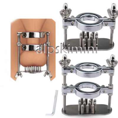 Scrotum Clamp Chastity Spiked CBT Ball Stretcher Testicle Crusher Pulling Down 