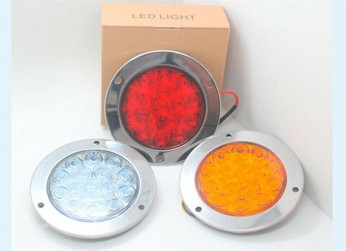 16LED Round Reverse Stop Rear Tail Light Truck Trailer RV Brake Turn Signal Lamp - Picture 3 of 12