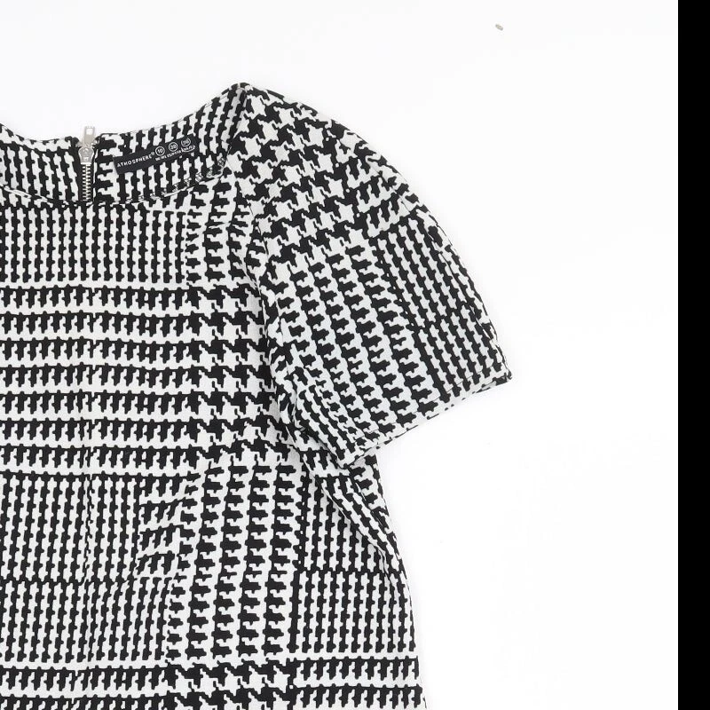 Atmosphere Womens Black Plaid Polyester Blend Shift Size 10 Boat Neck - Image 4 of 4