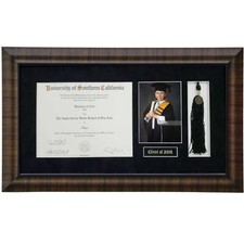 Diploma Frame For 8 1/2" x 11" - Light Brown Wood Pattern w/ White or Black Mat