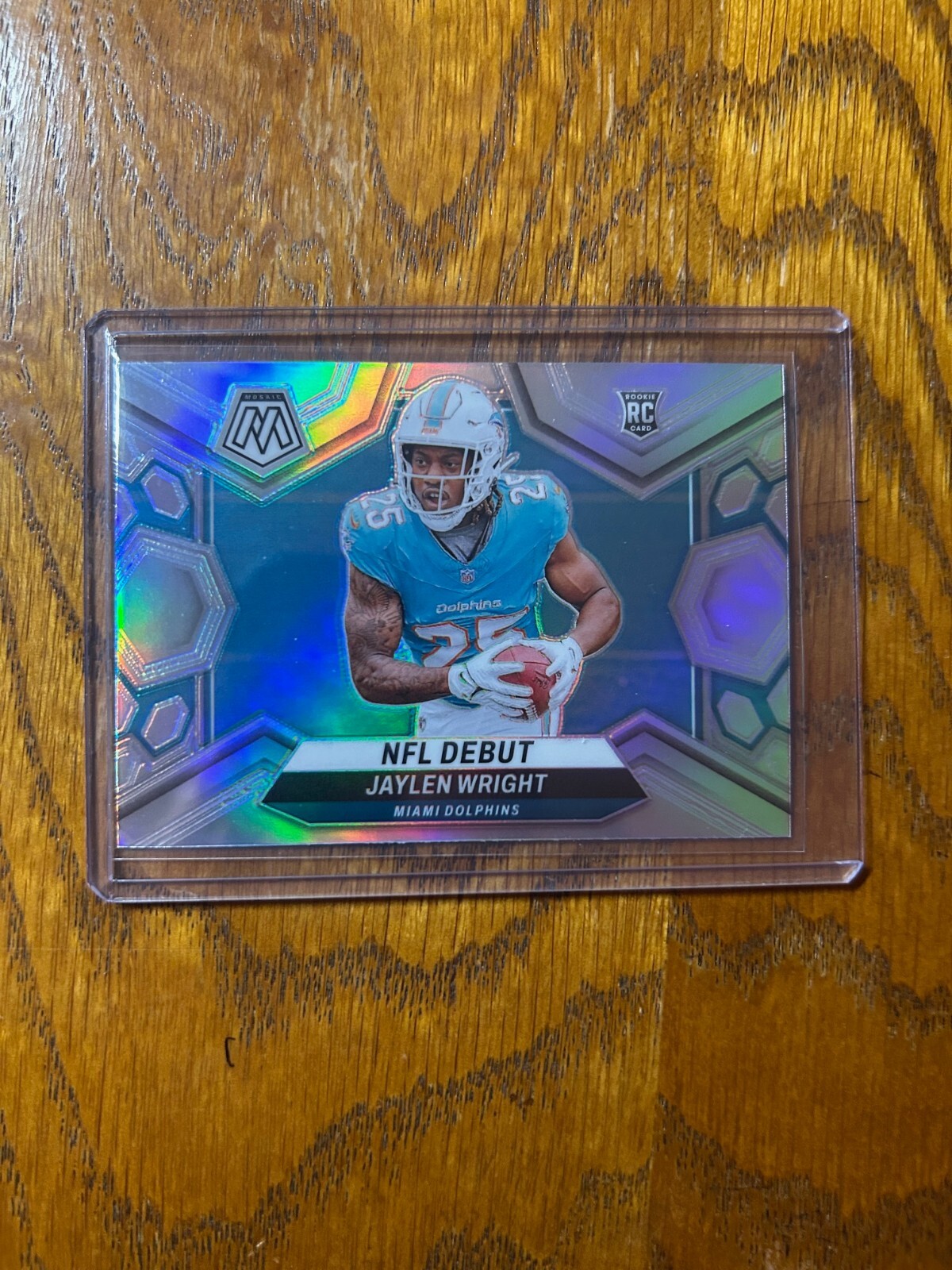 JAYLEN WRIGHT  2024 Panini Mosaic SILVER PRIZM NFL Debut Rookie Card Dolphins