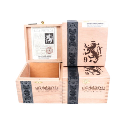 Lot of 3 Liga Privada Robusto Oscuro No. 9 Empty Wood Cigar Box 6'' x 6.25'' x 4''