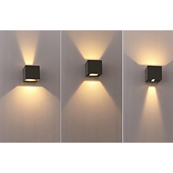 Aluminium Led Wandleuchte Padua 2X3W Wandlampe WüRfelform Schwarz 165Lm 3000K-image