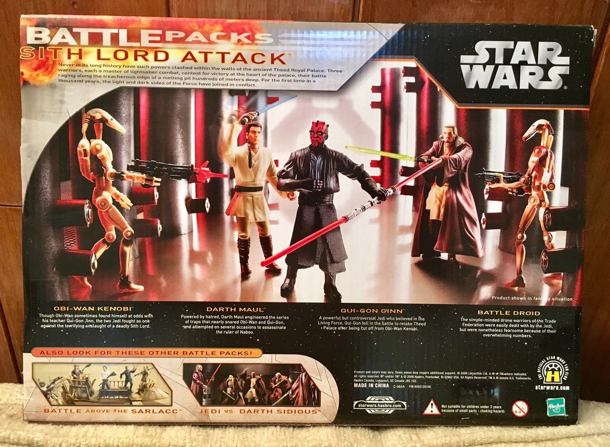 Star Wars BATTLE PACKS SITH LORD ATTACK: Darth Maul|ObiWan|QuiGon|Battle  Droids