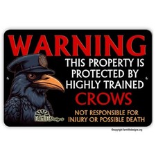 Crow Security Guard Sign Property Protected by warning yard metal tin outdoor