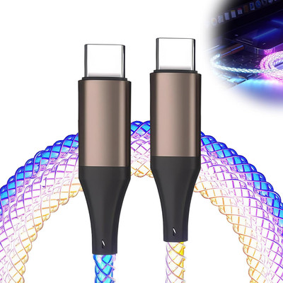 RGB USB C to Type C Charging Cable, 100 cm USB C Cable LED, Fast Charging Cable 