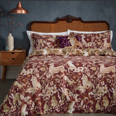 PAOLETTI Harewood Red British Woodland Animal Cotton Duvet Set - Double/King