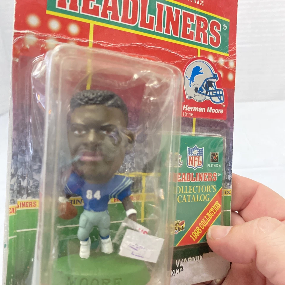 Herman Moore / Detroit Lions 3 pulgadas 1998 NFL Headliners Fútbol Eb Foto 3 de 4