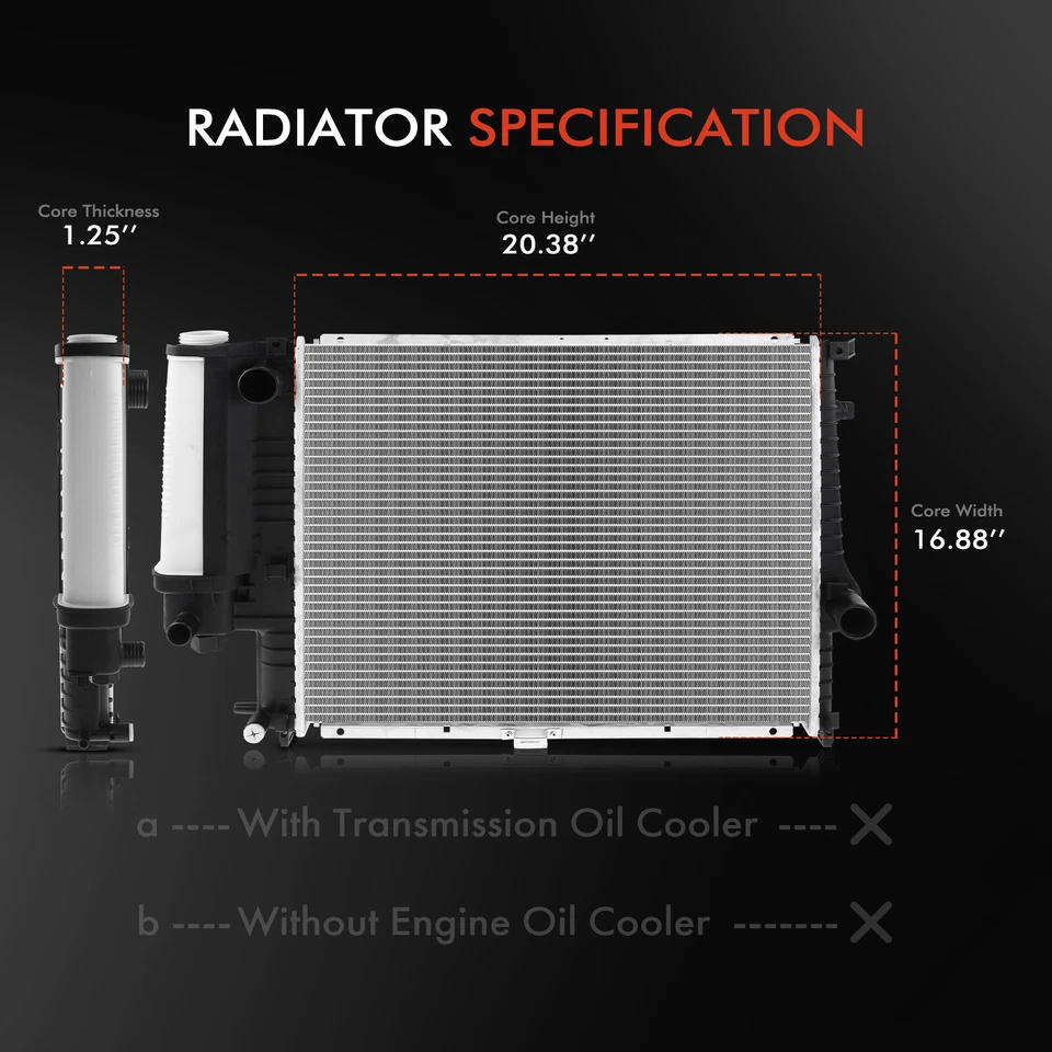 Radiador sin transmisión enfriador de aceite para BMW 525i 1990-1995 525iT 19932,5L Foto 2 de 4