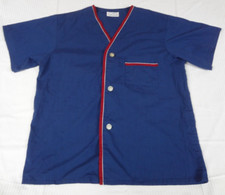 VINTAGE JOHN WEITZ V-NECK BUTTON FRONT PJ PAJAMA TOP MEDIUM BLUE J432