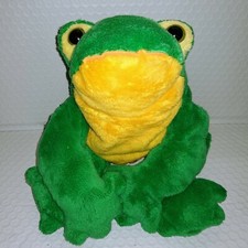 Vintage Ty Classic BAYOU Croaking Frog Green Yellow Soft 15in Roller Plush 2003